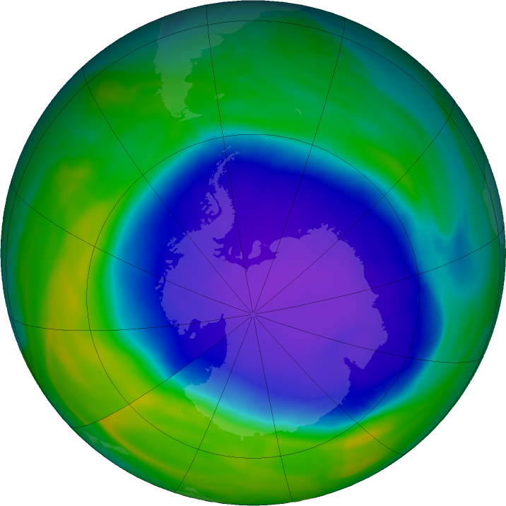 Antarctic ozone map for 24 October 2022